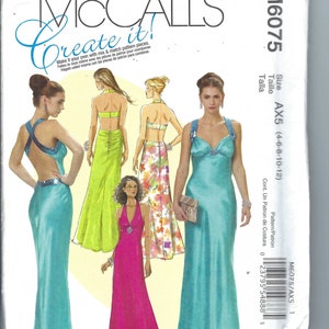 Uncut McCall's sewing pattern Misses' Dress Sleeveless Open Back Floor Length Evening Gown Pattern McCall's 6075 Size 4-12 14-20 FF