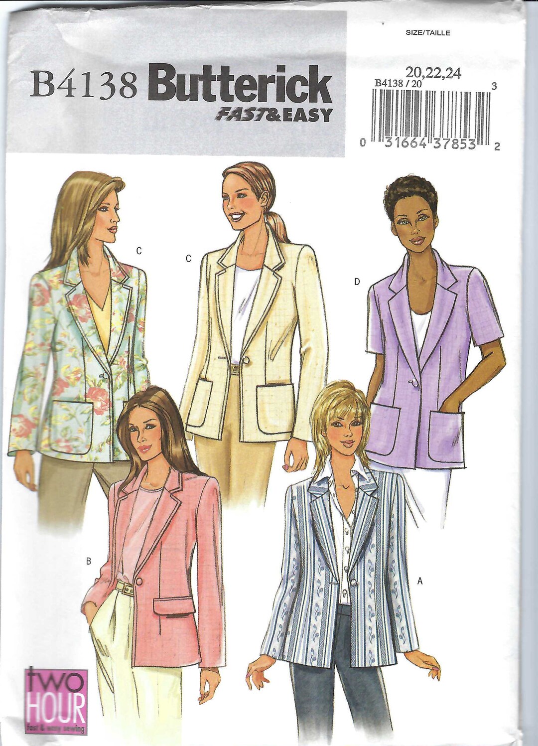 Uncut Butterick Sewing Pattern 4138 Misses Very Easy Loose Fitting ...