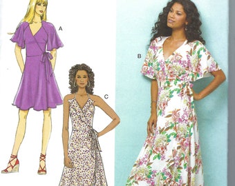 Uncut Sewing Pattern  Wrap Dresses Butterick Pattern 328 6554 Women's Ruffled Wrap Dress Womens Dress Size A5 6 -14 14-22 FF