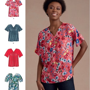 Patrón de costura Simplicity sin cortar R10267 10267 8949 Blusas para señoritas con variaciones de largo y mangas Tallas: 4-6-8-10-12, 12-14-16-18-20 FF