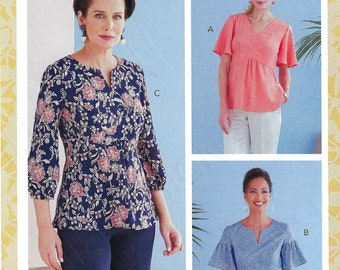 Uncut butterick sewing pattern 10785 10558 6732~Spring Fashion-Misses' Top~Misses' Empire Waist Size A5(6-8-10-12-14) E5(14-16-18-20-22) FF