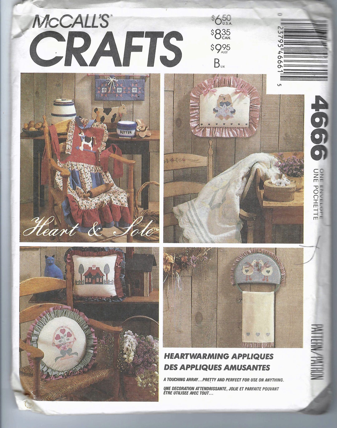 Uncut Vintage Mccalls Sewing Pattern 4666 Appliqués Pattern, Cat, Bunny ...
