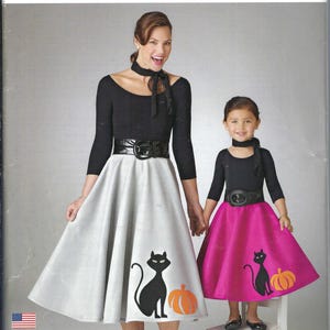 Cartamodello Simplicity 330, modello anni '50, per gonna in feltro da donna e bambina, taglie 3-8/6-16.