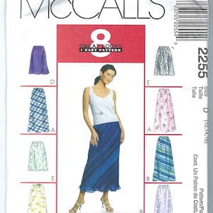Uncut McCall&#39;s Sewing Pattern 2255 Vintage Misses Pull On Bias Skirts Sewing Pattens, Size 6-8-10 10, 12, 14 12-16 18-22 Factory Folded