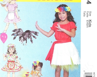Uncut mccalls Sewing Pattern 7584 pattern- Kids' Gathered Top and Skirt, and Dog Costumes size 3-8 dog size s-xxl FF