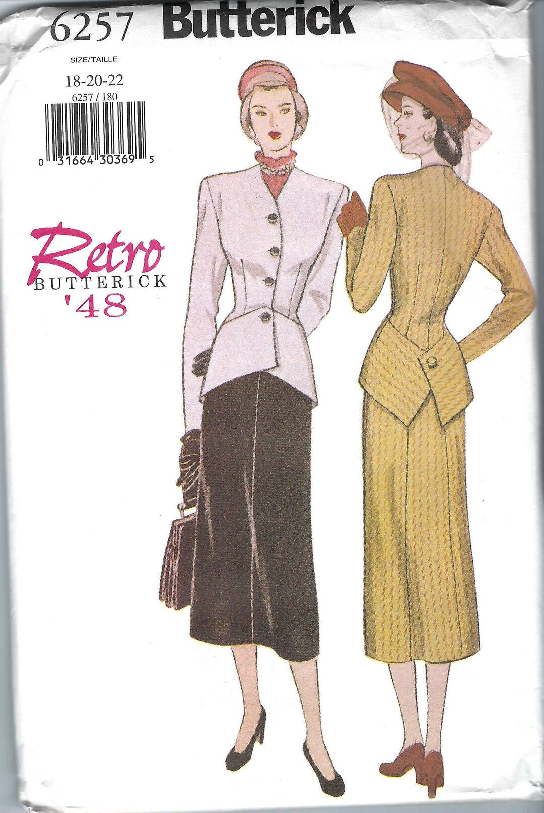 Uncut Butterick Sewing Pattern 6257 A-line Skirt & Fitted Jacket Sz 6-8 ...
