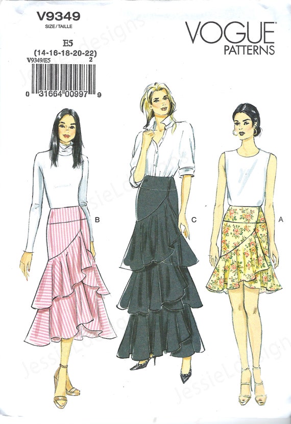 Uncut Vogue Sewing Pattern 10408 9349 Wrap Skirt With Flounce - Etsy