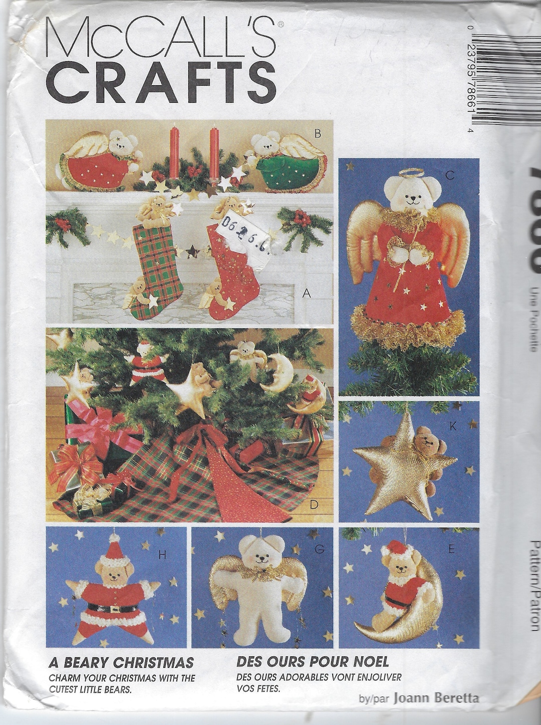 Uncut Vintage Mccalls Sewing Pattern Christmas Bears Ornaments 7866 ...