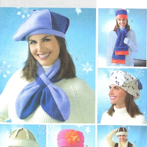 Uncut butterick sewing pattern Fleece Hats and Scarves: Beret, Viking Hat, Cloche - UNCUT Sewing Pattern Butterick 4307 FF