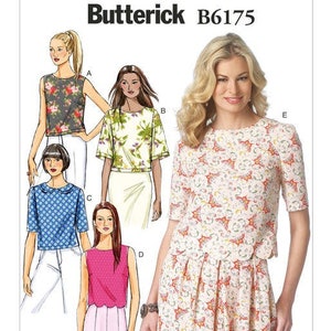 Uncut Sewing for Misses' Pullover Tops, Butterick Pattern B6175, 6175 Womens Classic Tops, Elbow Sleeve size(6-8-10-12-14)(14-16-18-20-22)