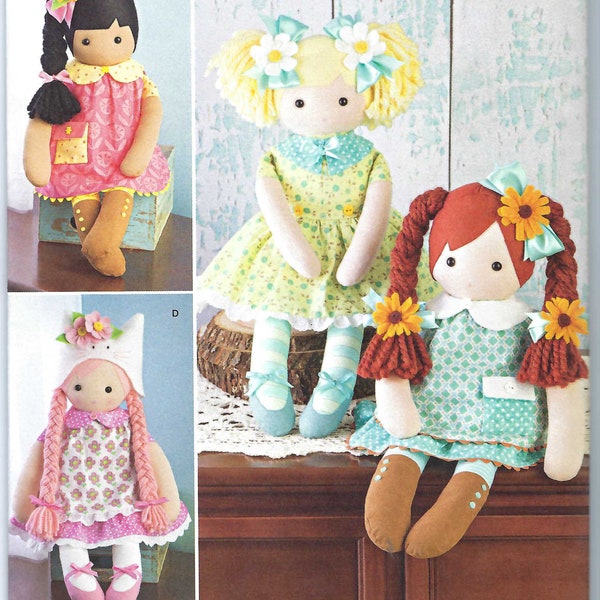 Uncut Simplicity sewing pattern 8402 Pattern Stuffed Dolls with Clothes FF