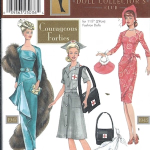 Patron de couture Simplicité non coupé 9773 Vêtements pour poupées courageuses des années 40