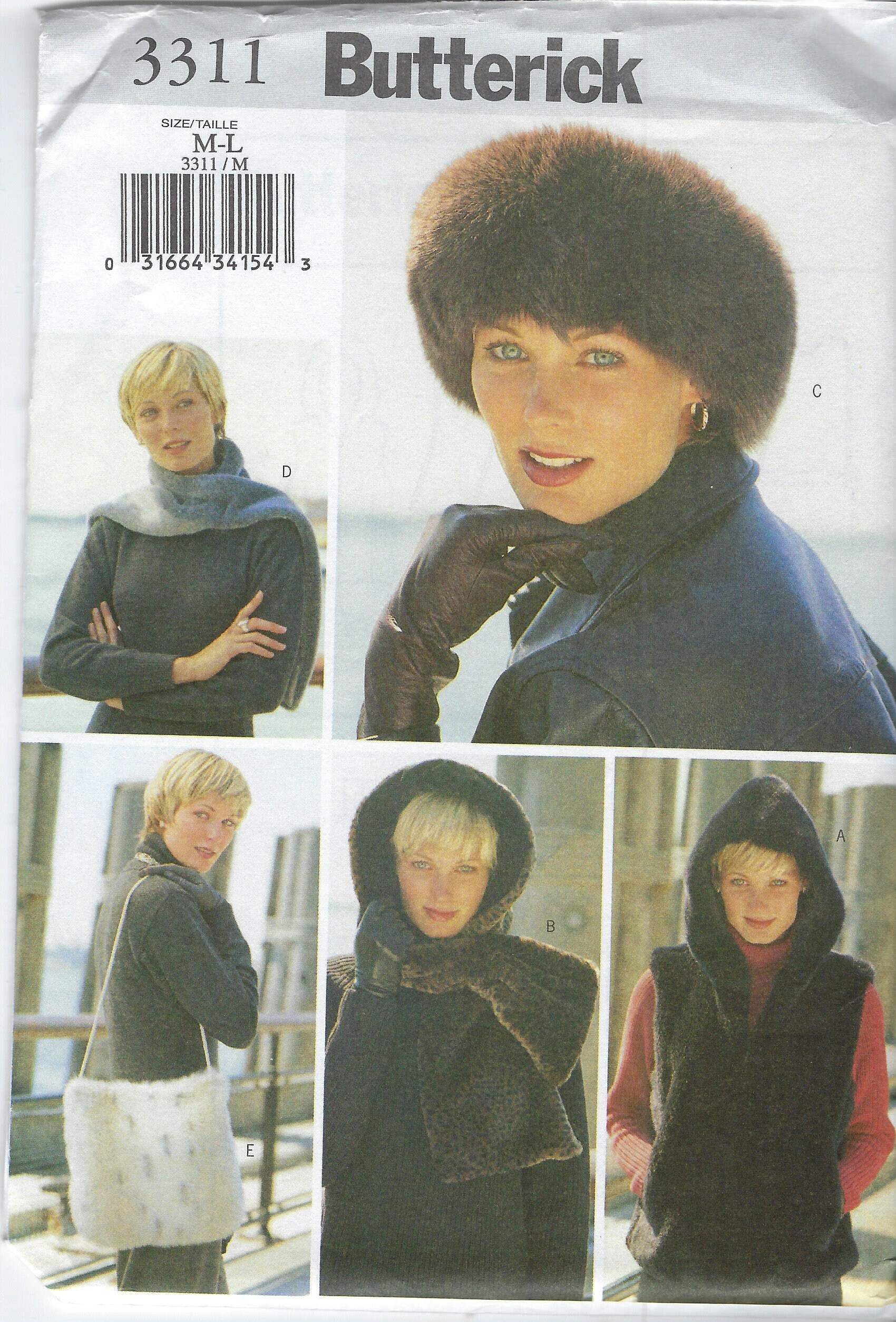 Uncut Butterick Sewing Pattern 3311, Misses, Women, Hats