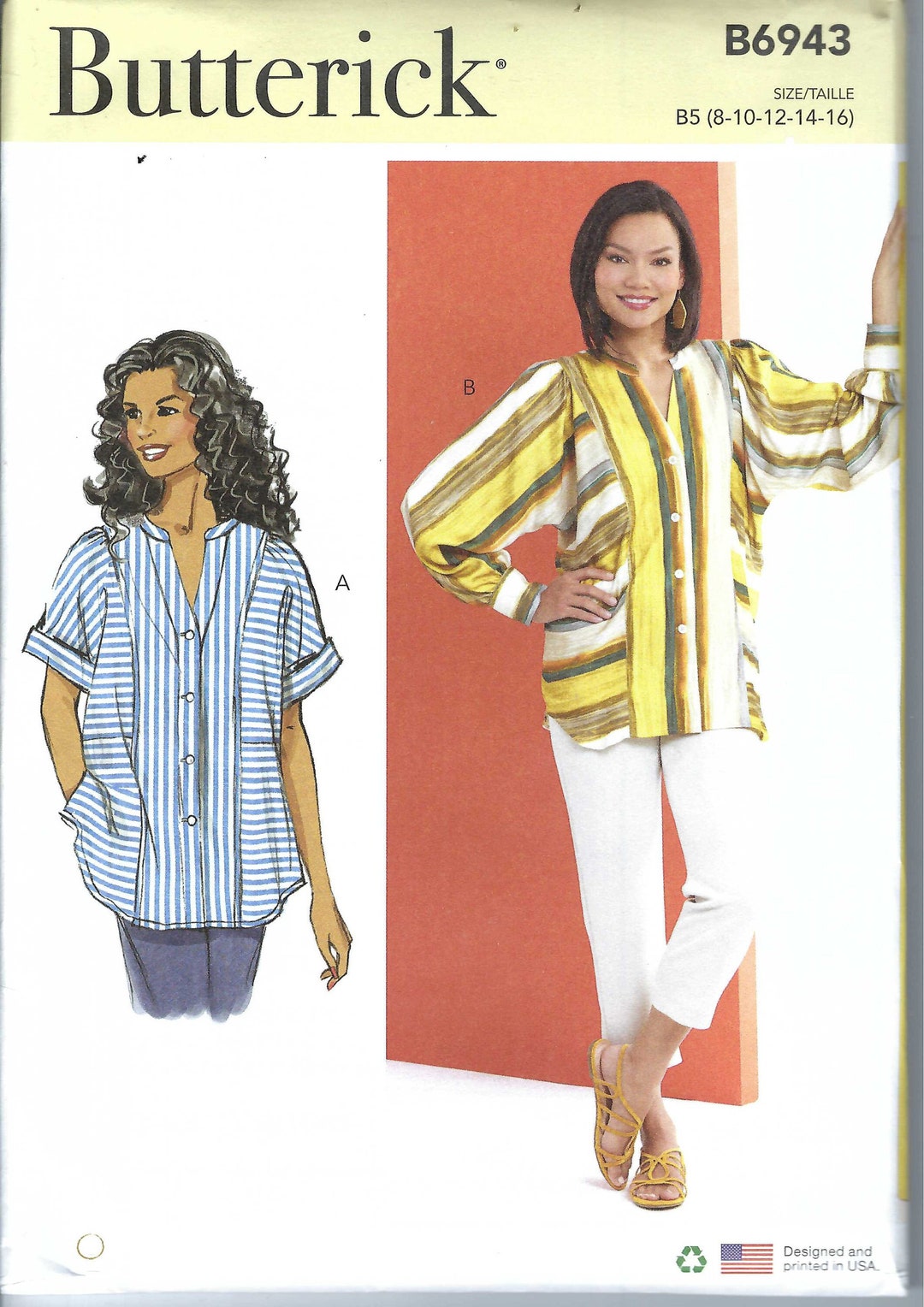 Uncut Butterick Sewing Pattern Misses Top With Short or Long Sleeves ...