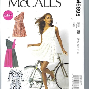 Uncut Mccalls sewing pattern 6695 Size 8-16 Misses Lined Dresses FF