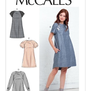 Vestidos holgados sin cortes para señoritas, sin forro - Patrón de costura McCall&#39;s 7862 10059 Tallas: A5 6-8-10-12-14 14-16-18-20-22 FF