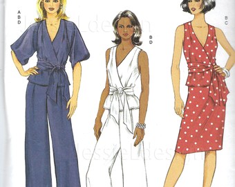 Uncut butterick sewing pattern 5132 Misses Dress Sewing Pattern with Front Tucks and Waist Tie in Sizes 16-18-20-22 FF