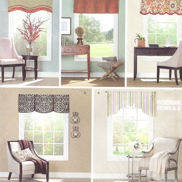 Uncut Simplicity sewing pattern 1383 Window Valances Home Decoration Pattern Fits 36 to 40" Wide Windows one size FF