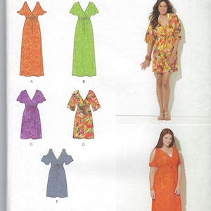 Uncut Simplicity Sewing Pattern 1375 Misses Pullover Dresses in 2 Lengths with Bodice Variations Sewing Pattern Size xxs-xxl FF