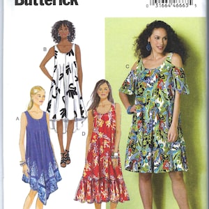 Cartamodello non tagliato per abiti senza maniche e con spalle scoperte, Butterick 6350, abito ampio, taglie XS-S -M L-XL-XXL FF