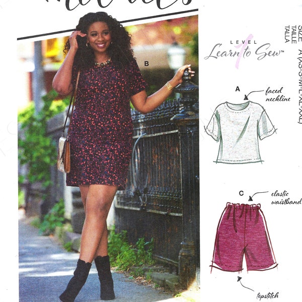 UNCUT McCall's sewing pattern 10877 8160 misses petite short sleeve top, dress, pull-on shorts and Pants size xs-xxl  FF