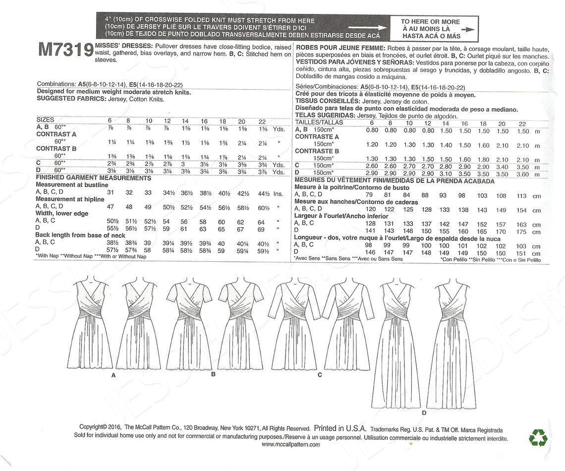 Uncut McCall's sewing pattern 7319 Misses' Criss Cross | Etsy