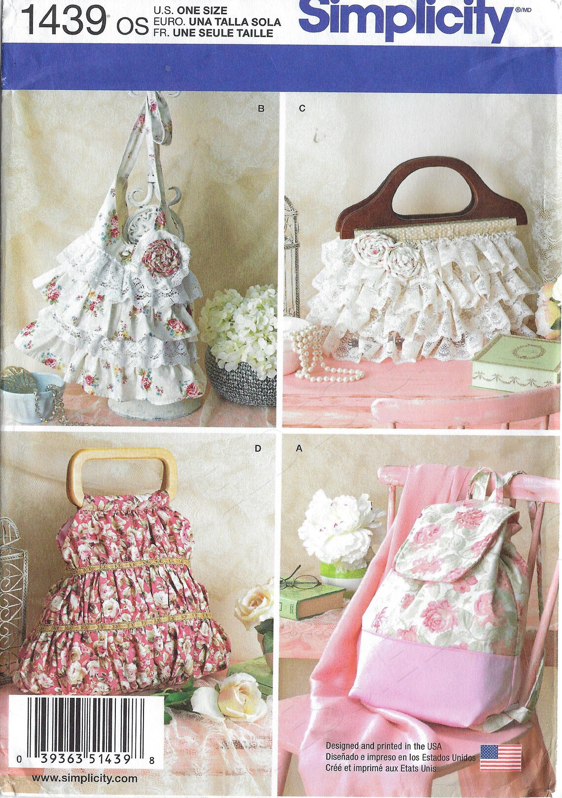 Uncut Simplicity Sewing Pattern 1439, Handbag Pattern, 4 One Size Bag ...