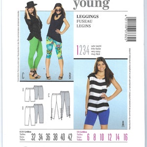 May include: Burda Young sewing pattern number 7382 for leggings. The pattern includes four different styles of leggings with instructions for sizes 32 to 42. The pattern also includes instructions for seam and hem allowances.