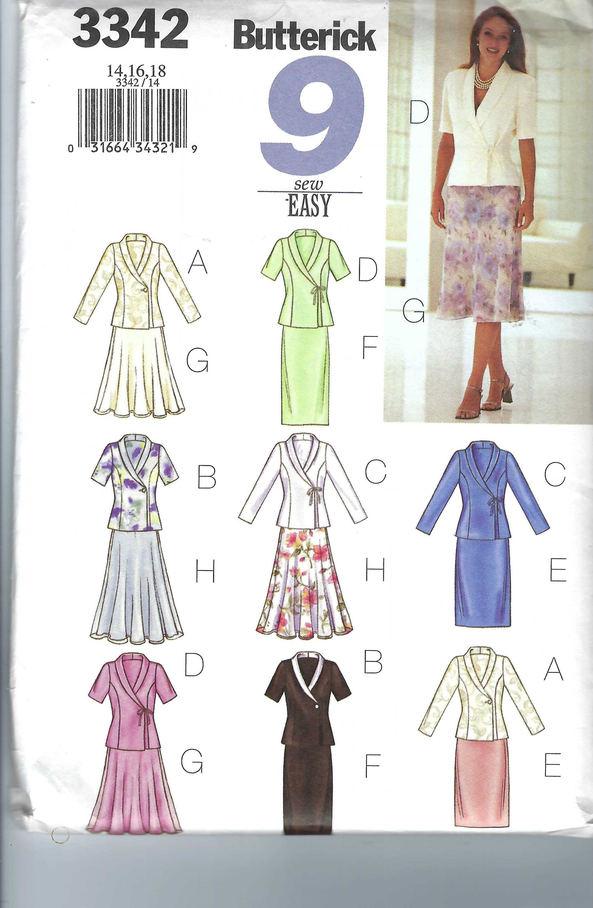 Uncut Butterick Sewing Pattern 3342 Misses' Top and Skirt Pattern. Size ...