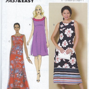 Uncut Butterick Sewing Pattern 6653, Misses Pullover Knit Dress, Close ...