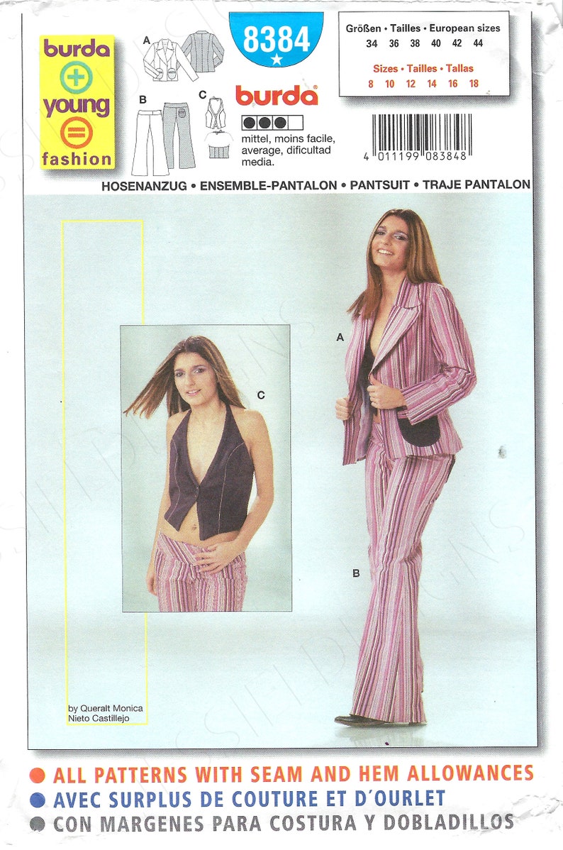 Uncut Burda sewing pattern 8384 Jacket and pants size 8-10-12-14-16-18 FF