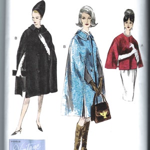 Uncut vogue Schnittmuster Damen Cape Jacken Schnittmuster Wintermantel, lange Cape Jacke, New Vogue 1838, Damen bis Größe S-XXL FF