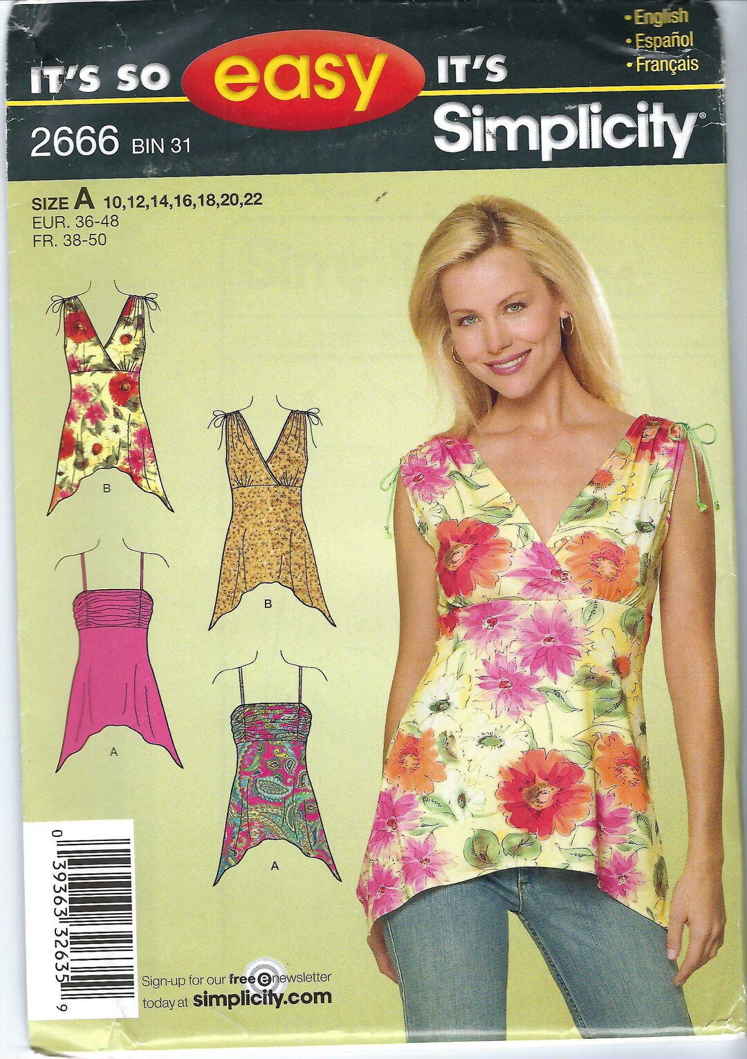 Uncut Simplicity Sewing Pattern 2666 Easy Misses KNIT Tops Size 10-12 ...