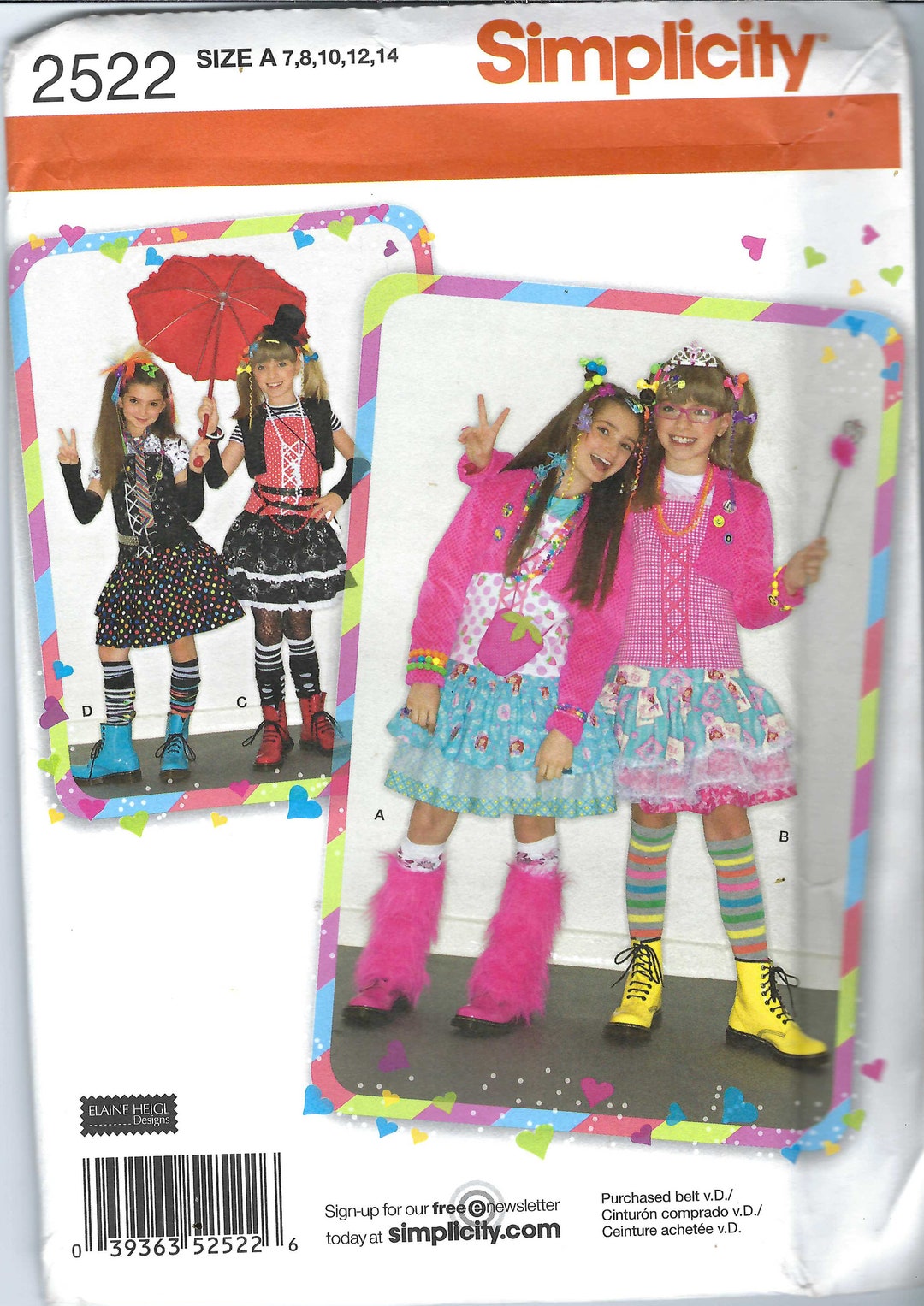 Uncut Simplicity Sewing Pattern 2522 Children's/girls Funky and Fun ...