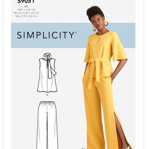 Uncut Simplicity Sewing Pattern 10432 9051 S9051 Misses' Tops, Belt or ...