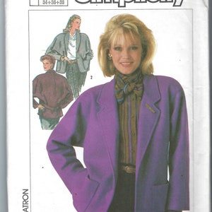 Uncut vintage Simplicity Sewing Pattern Misses Lined Jacket 7089 Loose Fitting Top Stitched Front Button Jacket Winter Jacket size 6-8-10 FF