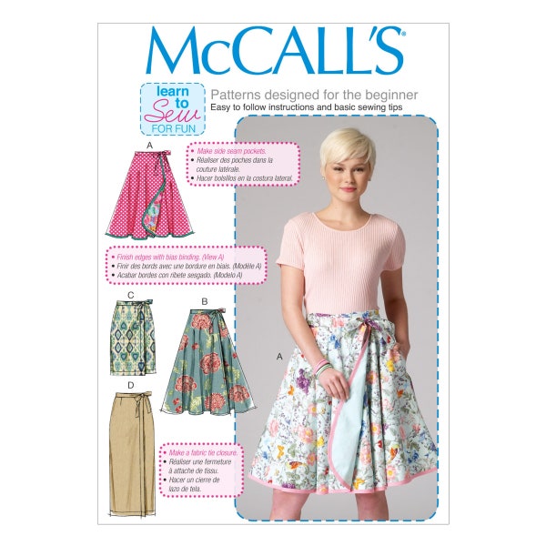 Uncut McCalls Sewing Pattern 11024 7129 - Skirt - Wrap Skirt size B5(8-10-12-14-16)  F5(16-18-20-22-24) FF