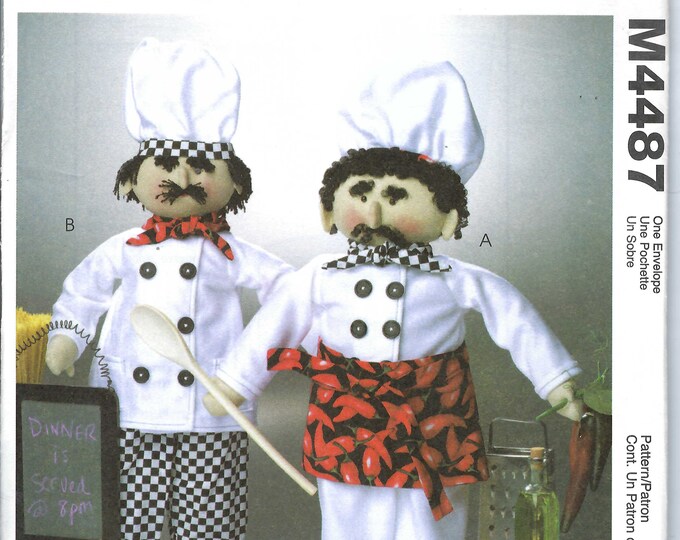 Sewing Pattern Chef Uncut Mccalls Sew Sewing Pattern 4487 Standing Chefs 21” Tall Soft ...