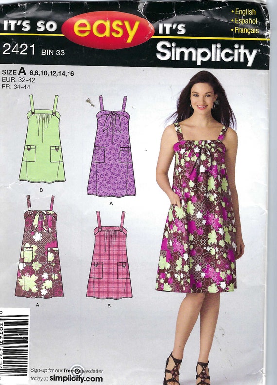 Uncut Simplicity sewing Pattern 2421 EASY Strap Sundress in 2 | Etsy