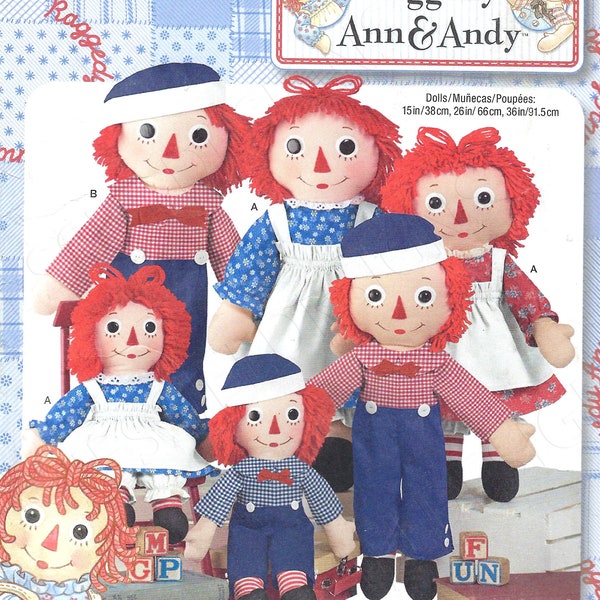 Uncut Simplicity Sewing Pattern 8043 Raggedy Ann and Andy Dolls one size FF