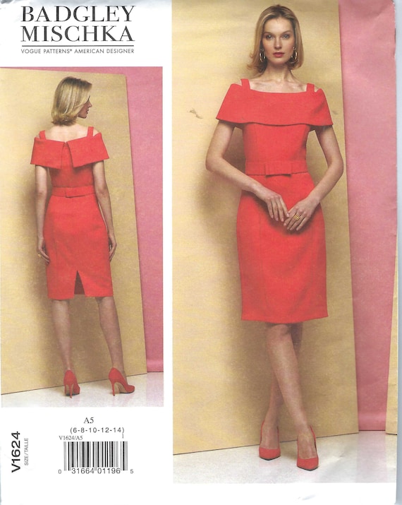 Uncut vogue sewing pattern 1624 designer dress Badgley Mischka Size 6-14 14-16-18-20-22 FF Uncut vogue sewing pattern 1624 designer dress Badgley Mischka Size 6-14 14-16-18-20-22 FF