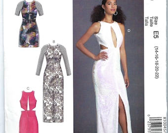 Uncut  mccalls Sewing Pattern 10045 7866~Misses Close-Fitting Dress has Lined Bodice~Misses Sz 6-14 14-22  FF