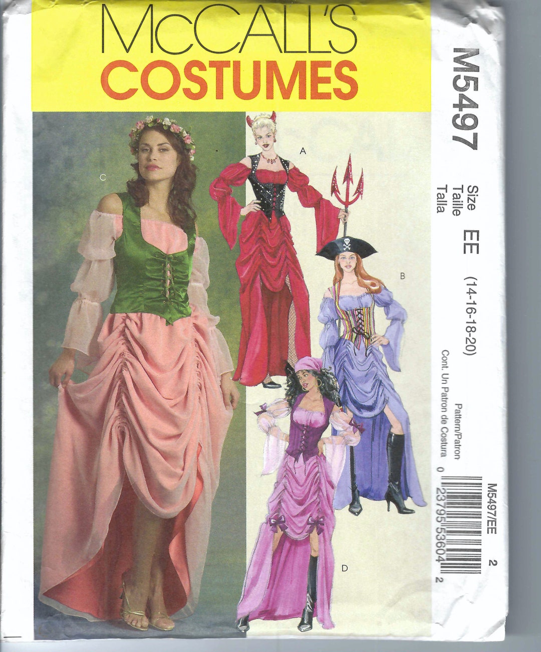 Uncut Mccalls Sewing Pattern Pirate Costume Sewing Pattern Mccalls 5497