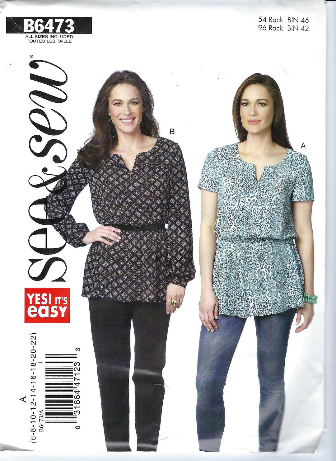 Uncut Butterick Sewing Pattern Womens Top in Miss Sizes 6-22, Butterick ...