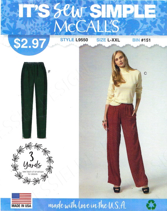 Uncut mccalls sewing Patterns 9550 misses pants size L-XXL FF
