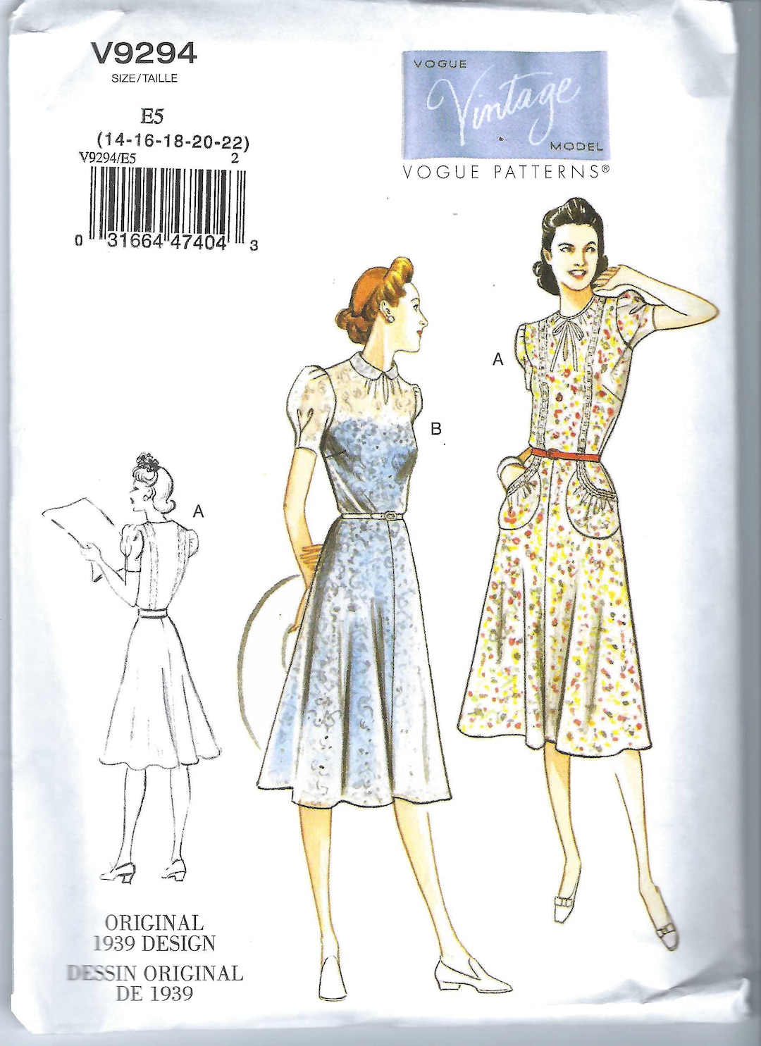 Patrón De Costura Vogue V9294, Vestido Acampanado De 1930