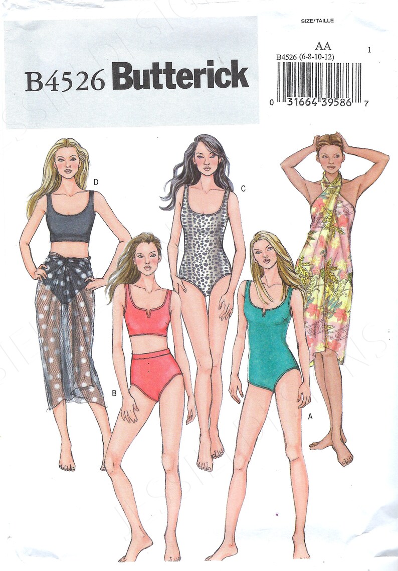 Uncut Butterick Sewing Pattern 4526 Swimsuit Swimwear Size Etsy