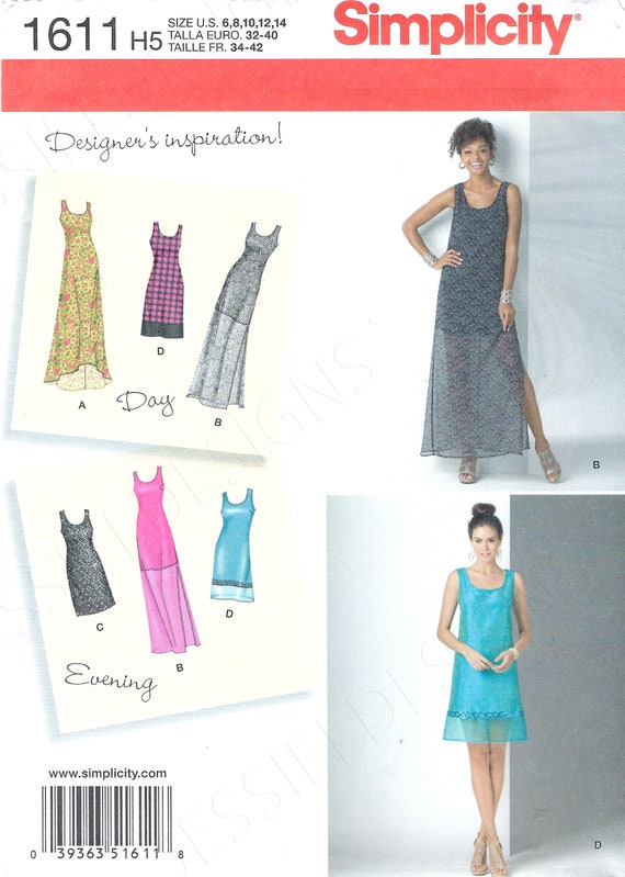 Uncut Simplicity Sewing Pattern 1611. Women's Plus size sheath dress with overlay Bridesmaid, sundress dress SZ 6-8-10-12-14 16-24 FF Uncut Simplicity Sewing Pattern 1611. Women's Plus size sheath dress with overlay Bridesmaid, sundress dress SZ 6-8-10-12-14 16-24 FF
