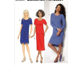 Uncut Misses' Raglan Sleeve Top, Dresses and Skirt - Butterick Sewing Pattern 6207 size XS-S-m L-xl-xxl FF