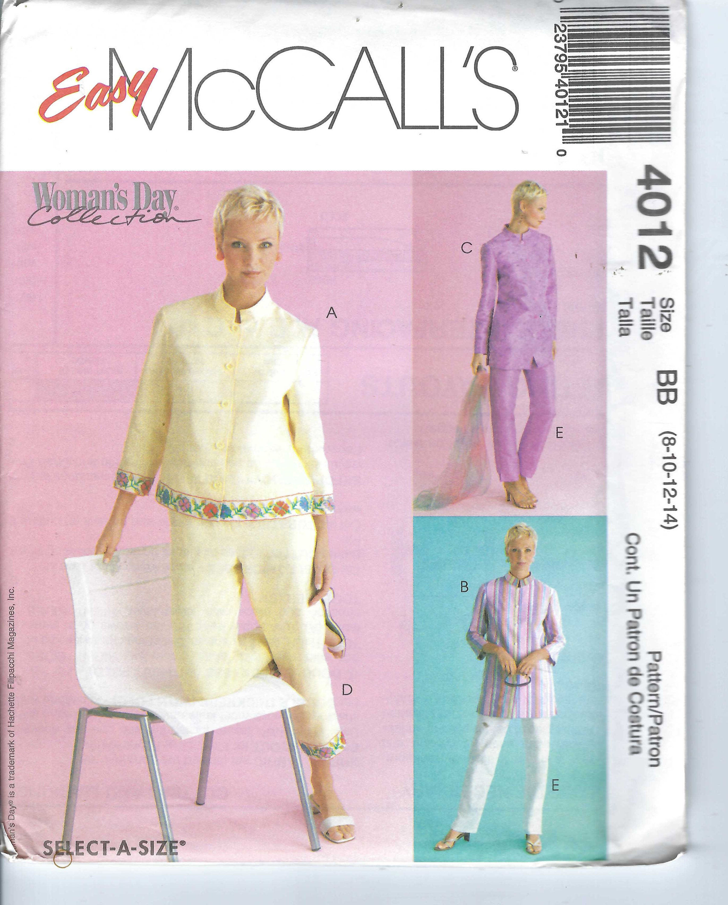 Uncut Mccalls Sew Sewing Pattern Easy Mccall's Jacket Pants Pattern ...